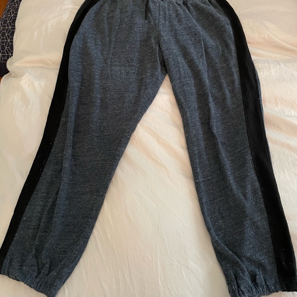 Cropped sweats by community size small. Navy blue with black stripe. Super comfy - Picture 2 of 3